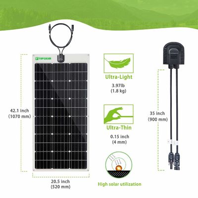 Flexibel Dun Zonnepanelen12v 24V Bendable 100w Monocrystalline Zonnepaneel