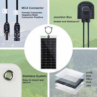 Flexibel Dun Zonnepanelen12v 24V Bendable 100w Monocrystalline Zonnepaneel