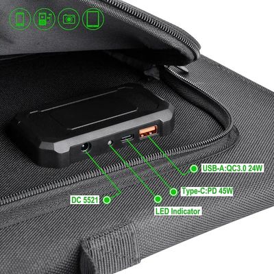 Het zwarte Flexibele Draagbare Vouwbare Zonnepaneel van 100w voor Laptop Lader/Openlucht Kamperen