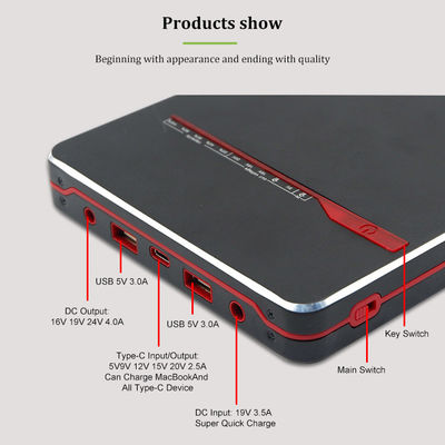 PD 65W 100W Draagbare Notitieboekje type-C Laptop de Batterijsteun van de Machtsbank 40000mah 24V